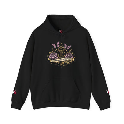 Pain Taught Me Power trauma survivor hoodie for women who turned pain into their greatest strength — Badass Bitches®
